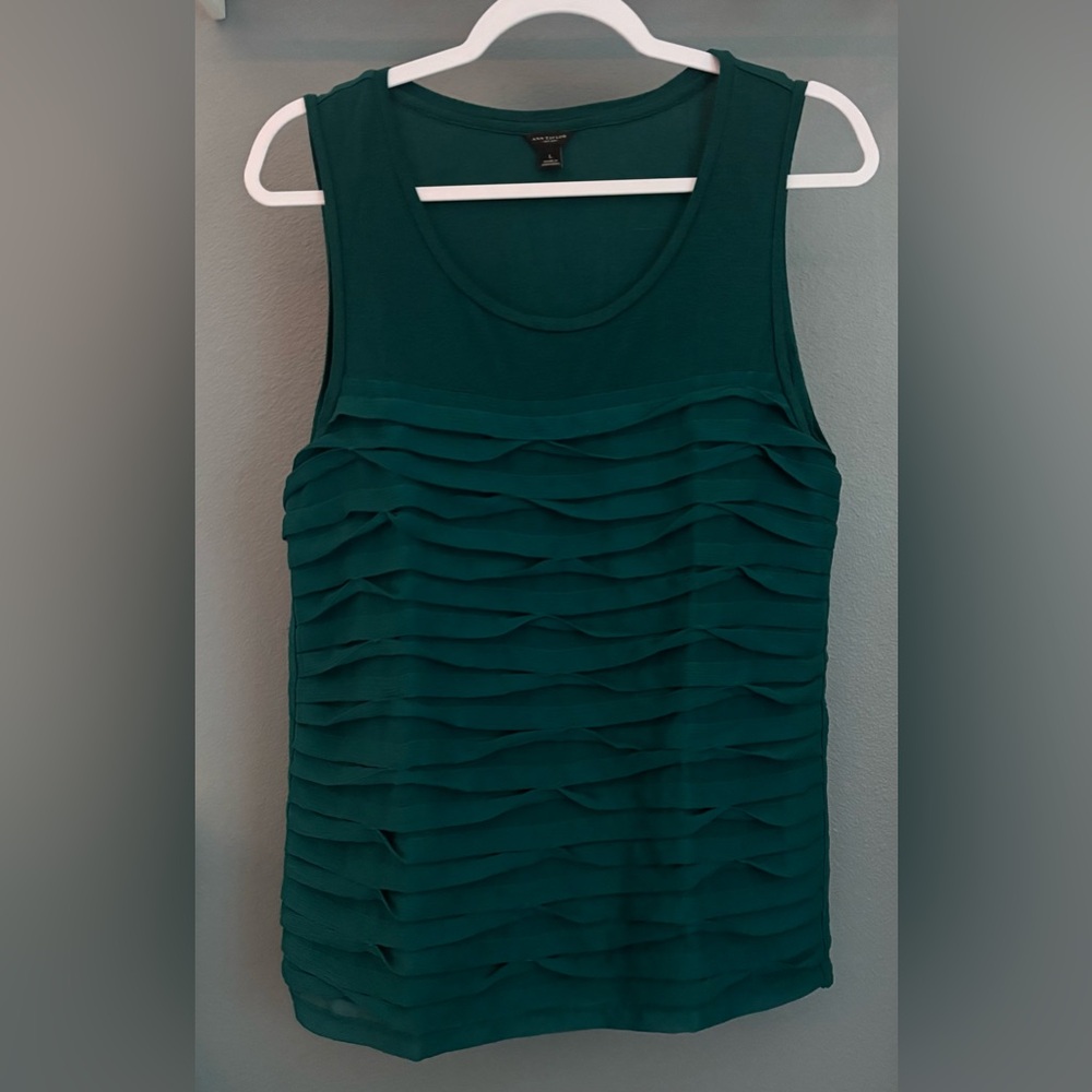Ann Taylor Teal Layered Ruffle Tank Large